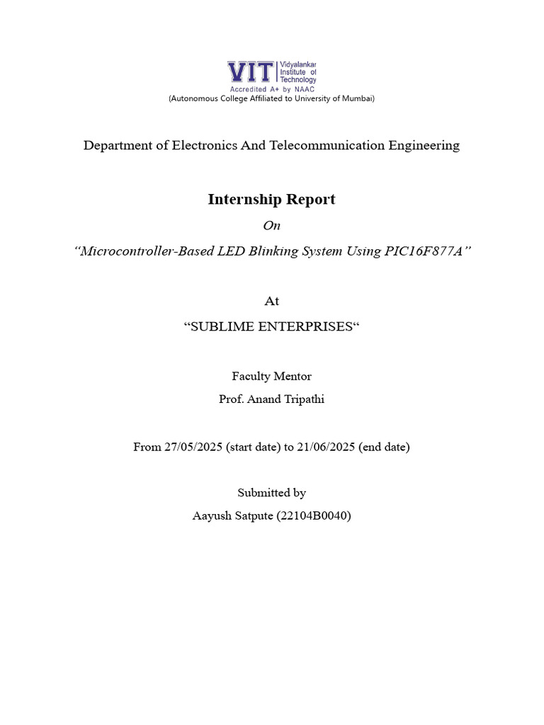 Aayush Internship Report | PDF | Circuit Design | Embedded System