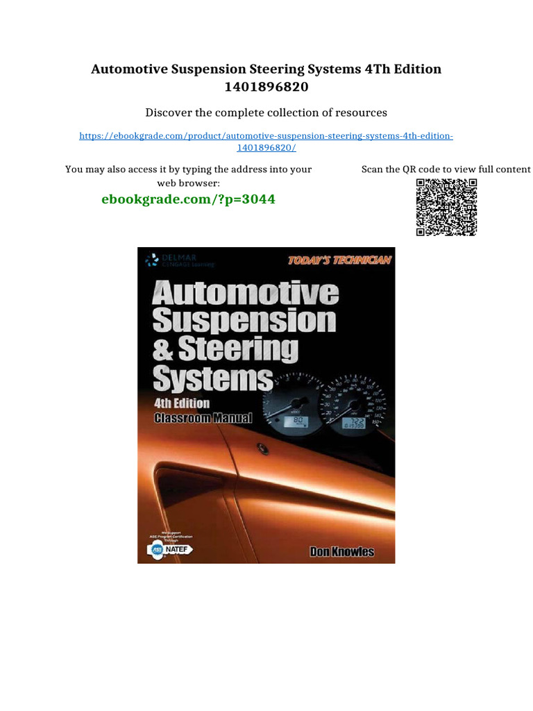 Automotive Suspension Steering Systems 4th Edition 1401896820 Digital ...