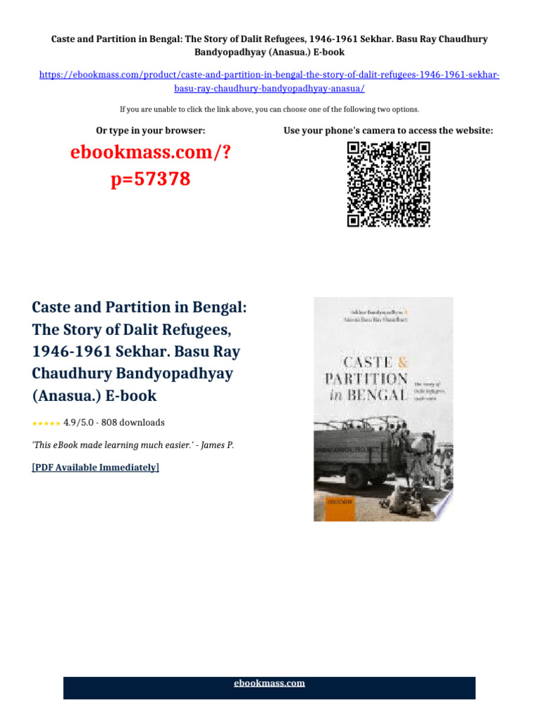 Caste and Partition in Bengal: The Story of Dalit Refugees, 1946-1961 ...