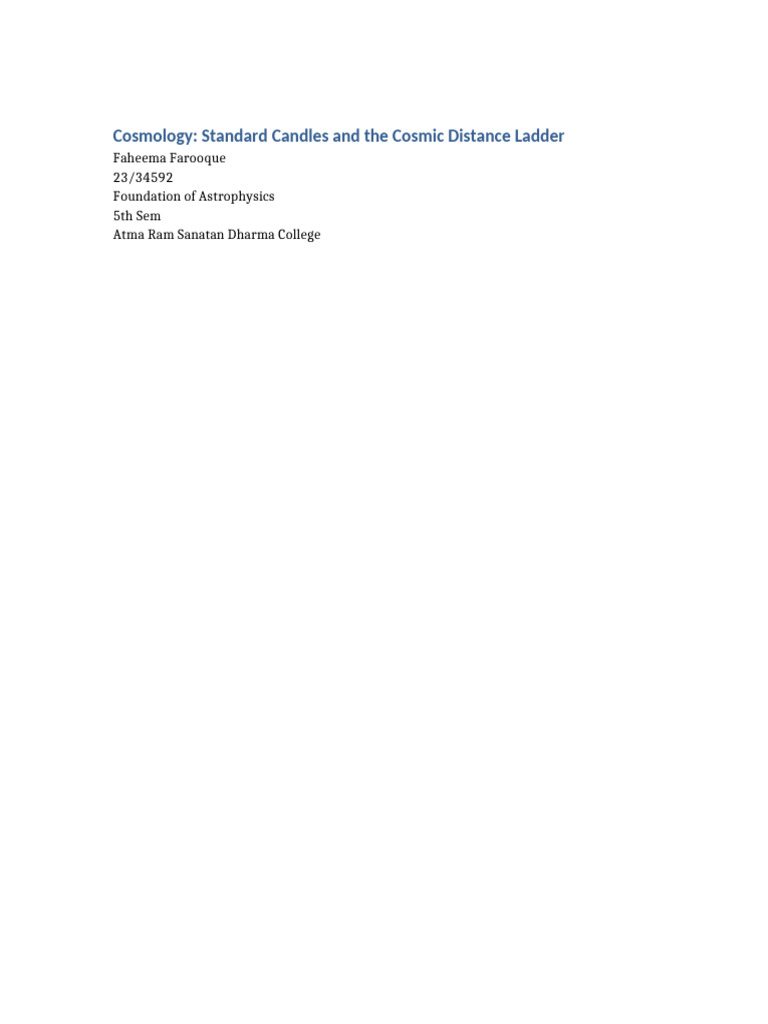 Cosmology Standard Candles and Cosmic Distance Ladder | PDF | Stars ...