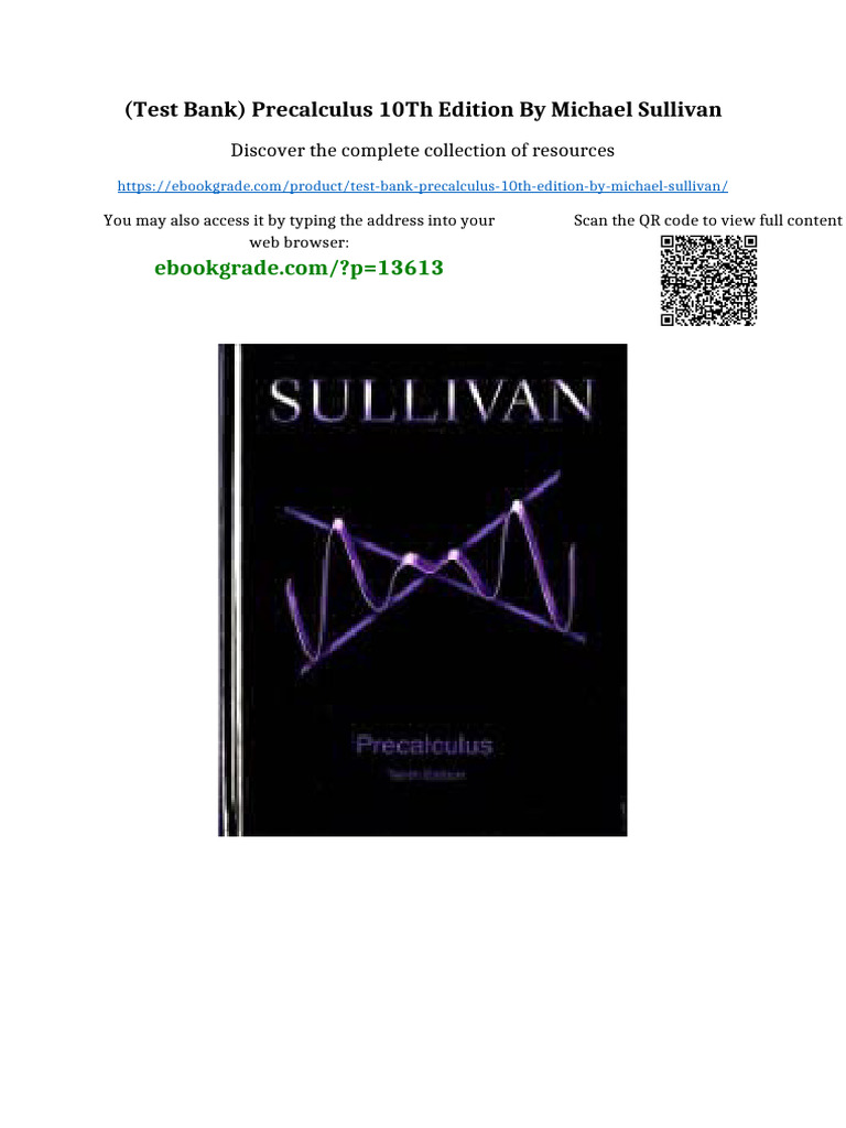(Test Bank) Precalculus 10th Edition by Michael Sullivan Full Chapters ...