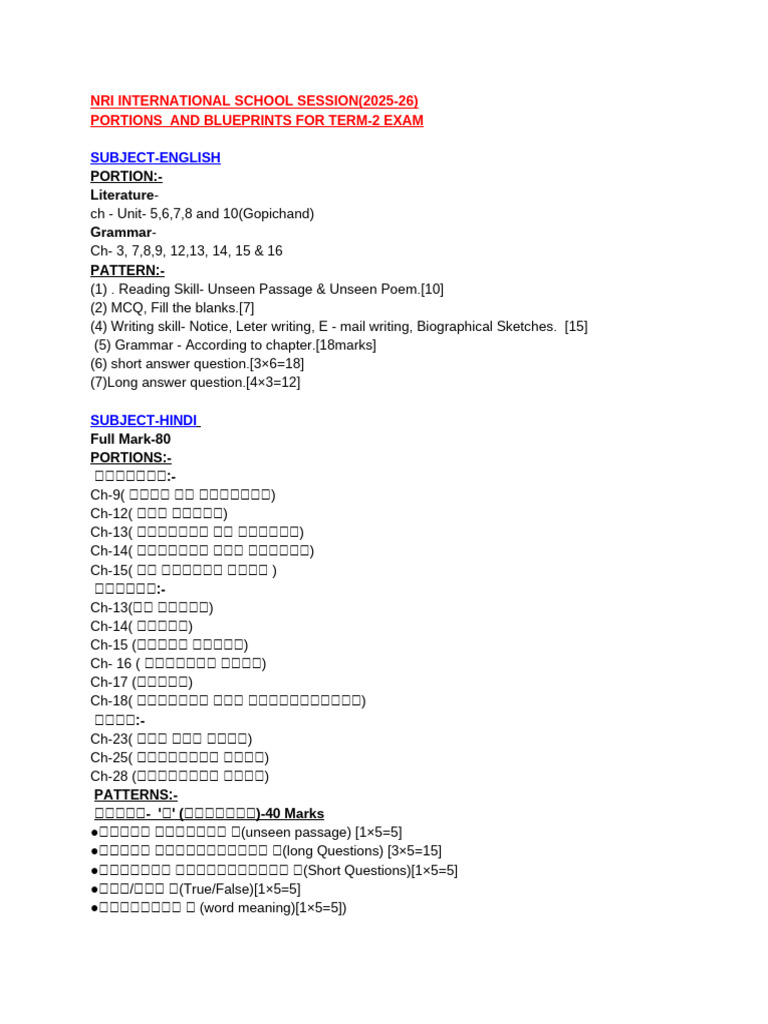Std-Vii,Portions & Patterns for Term-2 | PDF | Earth Sciences
