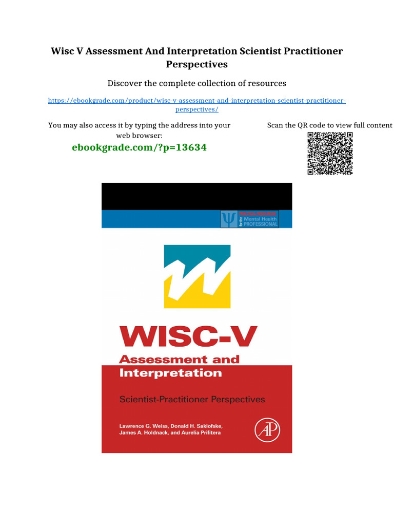 WISC V Assessment and Interpretation Scientist Practitioner ...