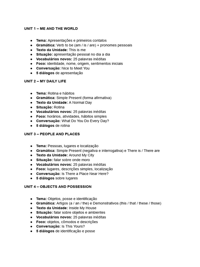 Unit 1 - Me and The World | PDF | Linguística | Idiomas