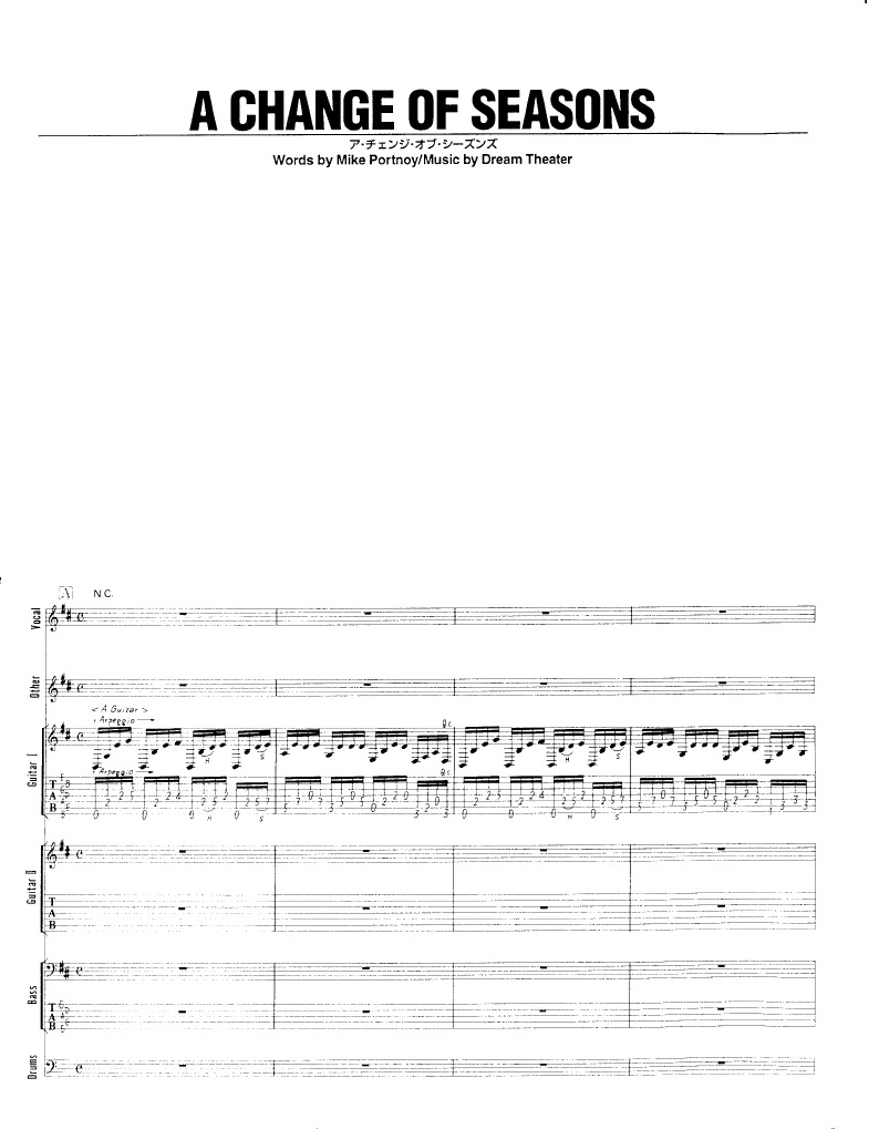 Book - A Change of Seasons - Dream Theater (Full Score) (Ly