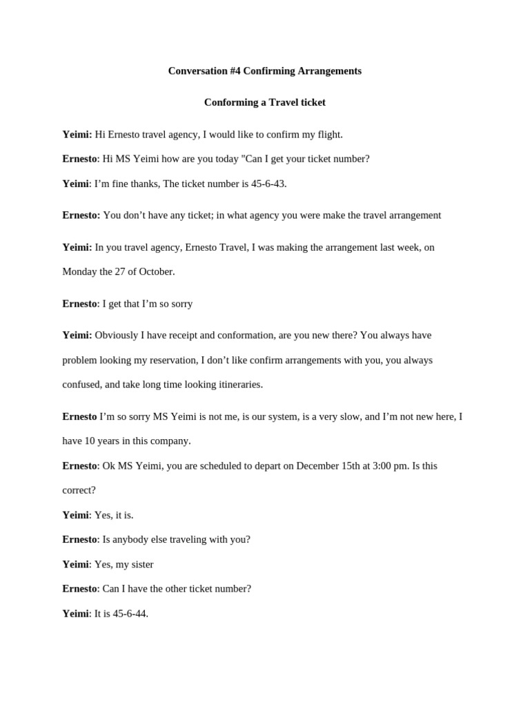 Conversation #4 Confirming Arrangements | PDF