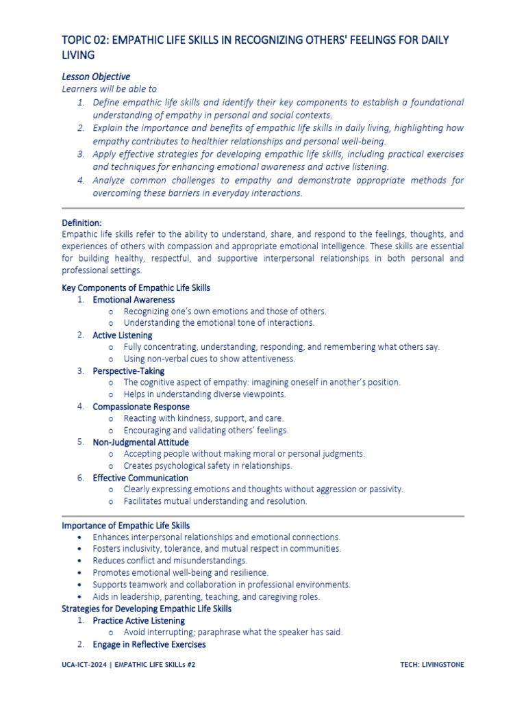 _02 LifeSkills | PDF | Empathy | Cognitive Psychology