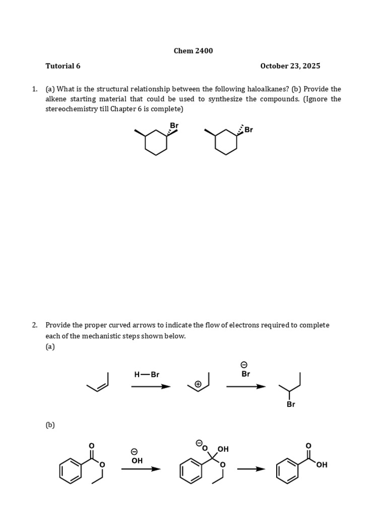 Chem 2400 - Tutorial 6 | PDF