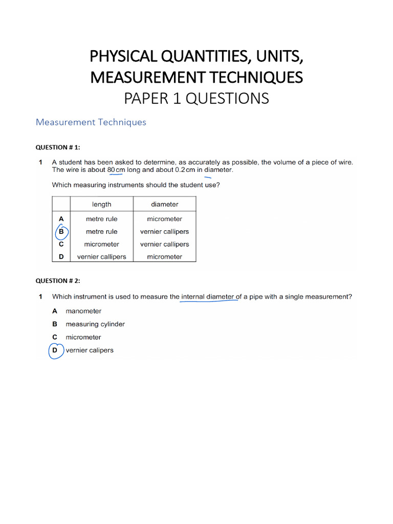 Physical Quantities Units and Measurement P1 | PDF