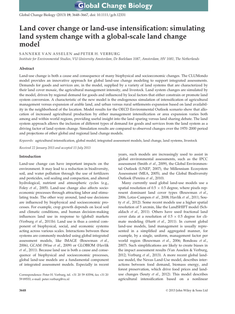 Global Change Biology - 2013 - Asselen - Land Cover Change or Land%E2 ...