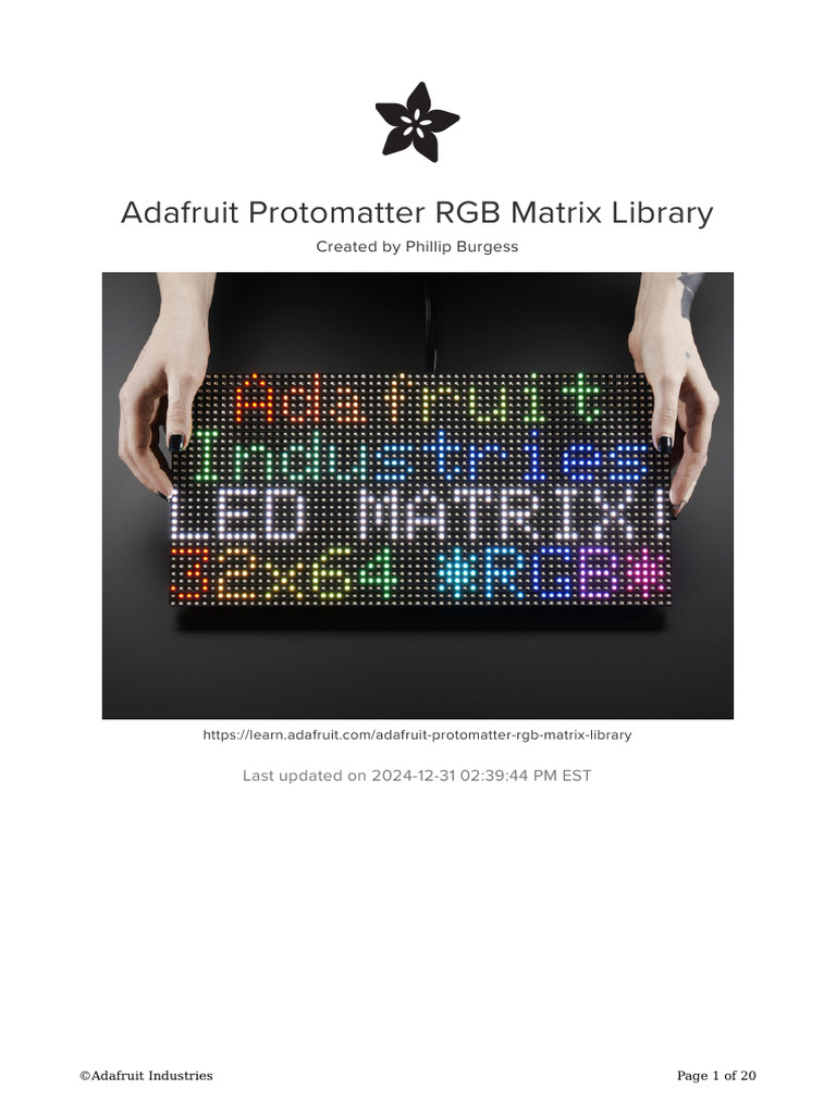 Adafruit Protomatter RGB Matrix Library | PDF | Arduino | Pointer ...