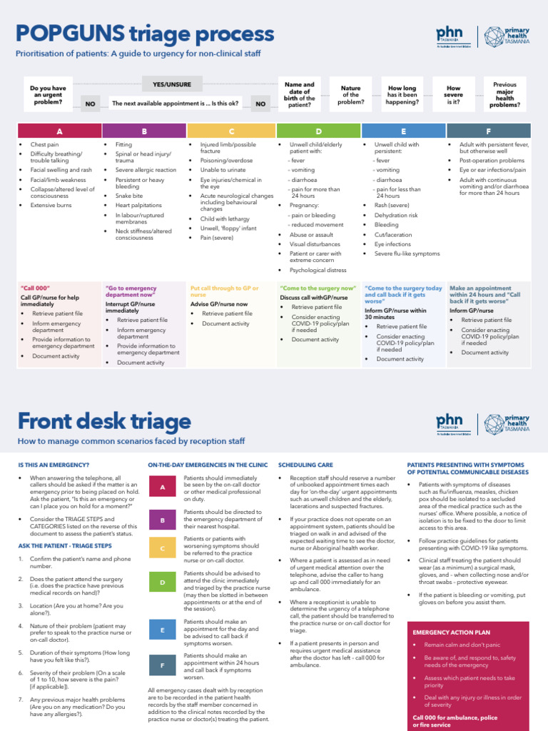 POPGUNS Triage Process Chart | PDF | Emergency Department | Pain