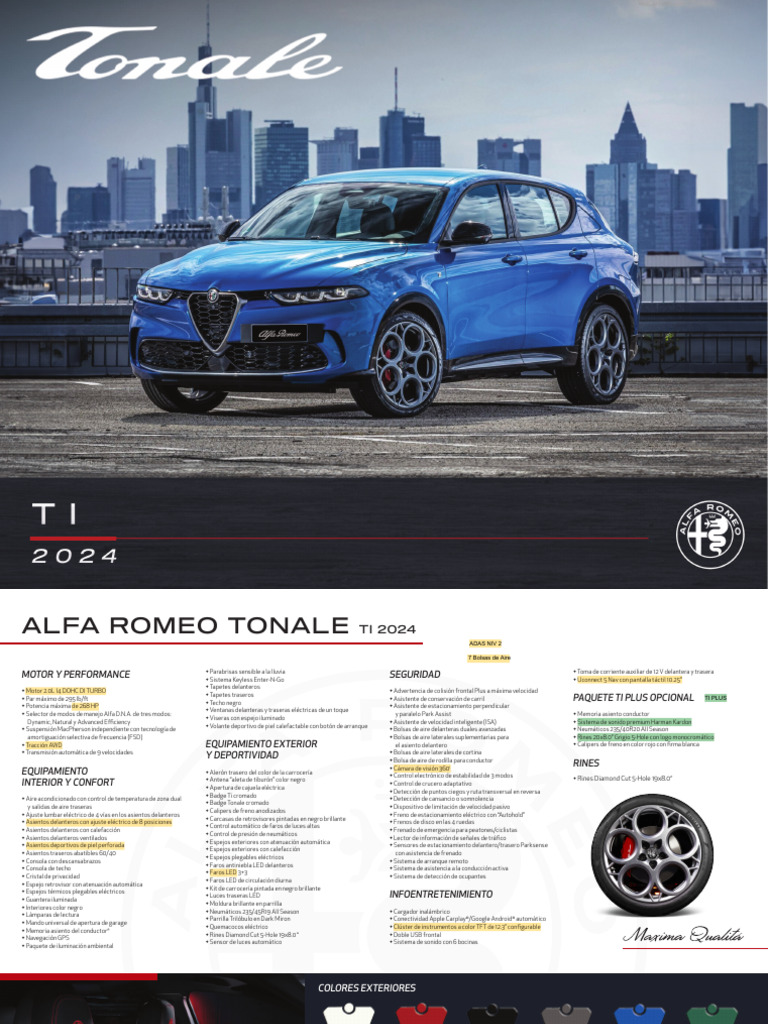 FT Alfaromeo Tonale Ti My24 | PDF | Diodo emisor de luz | Airbag