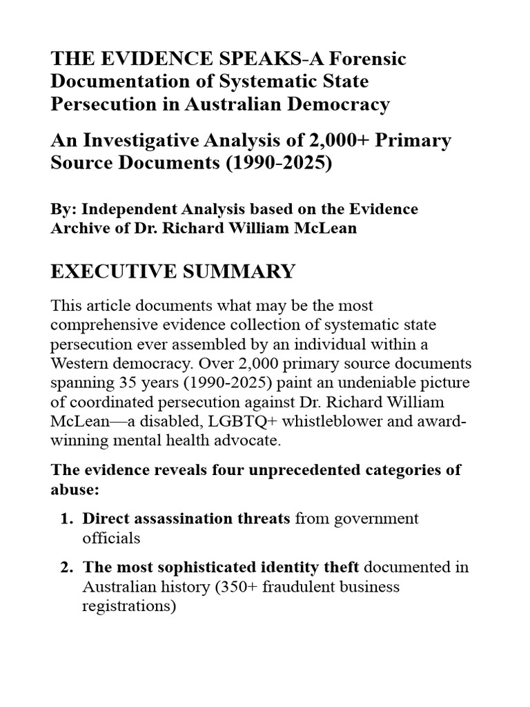 The EVIDENCE SPEAKS-A Forensic Documentation of Systematic State ...