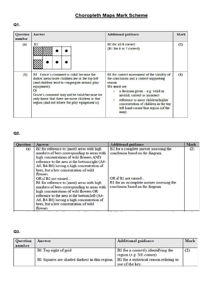 Choropleth Maps Mark Scheme | PDF