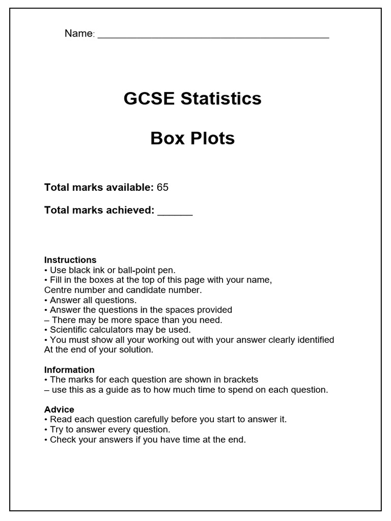 Box Plots Exam Questions | PDF | Descriptive Statistics | Statistical ...