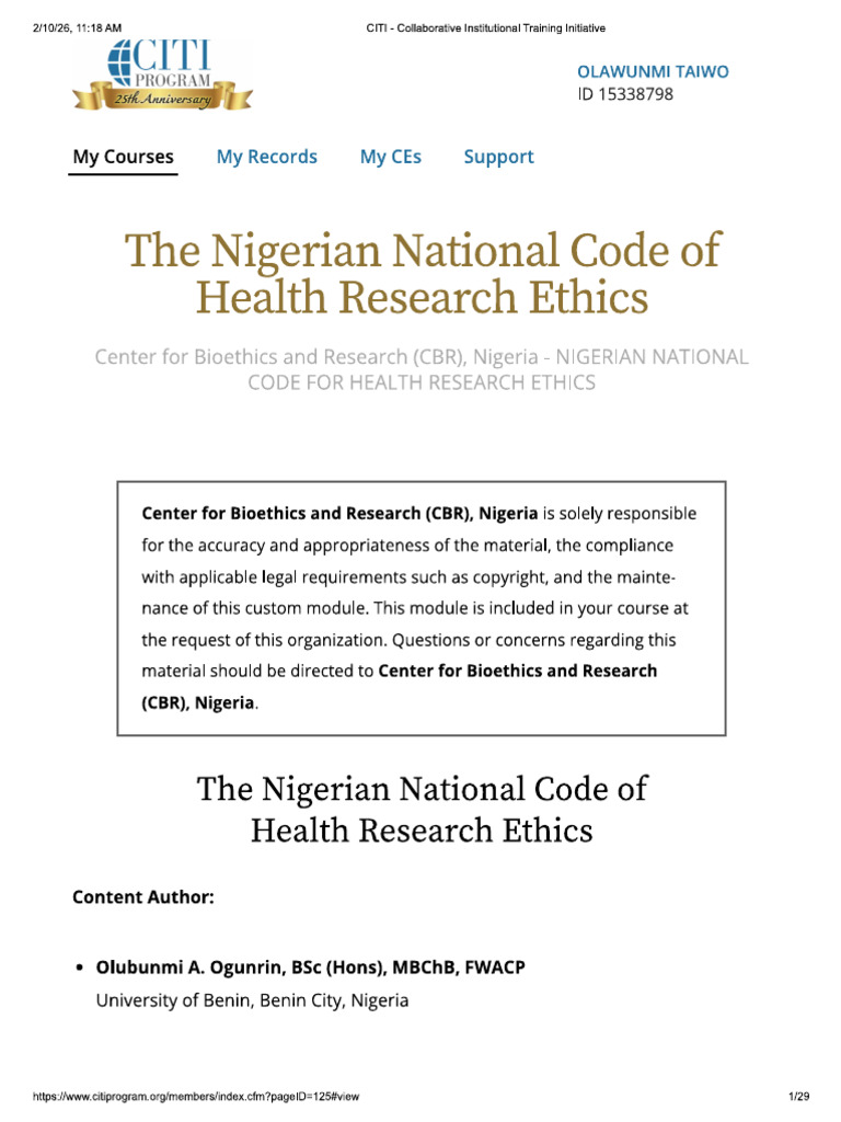 Nigerian Nation Health Code | PDF