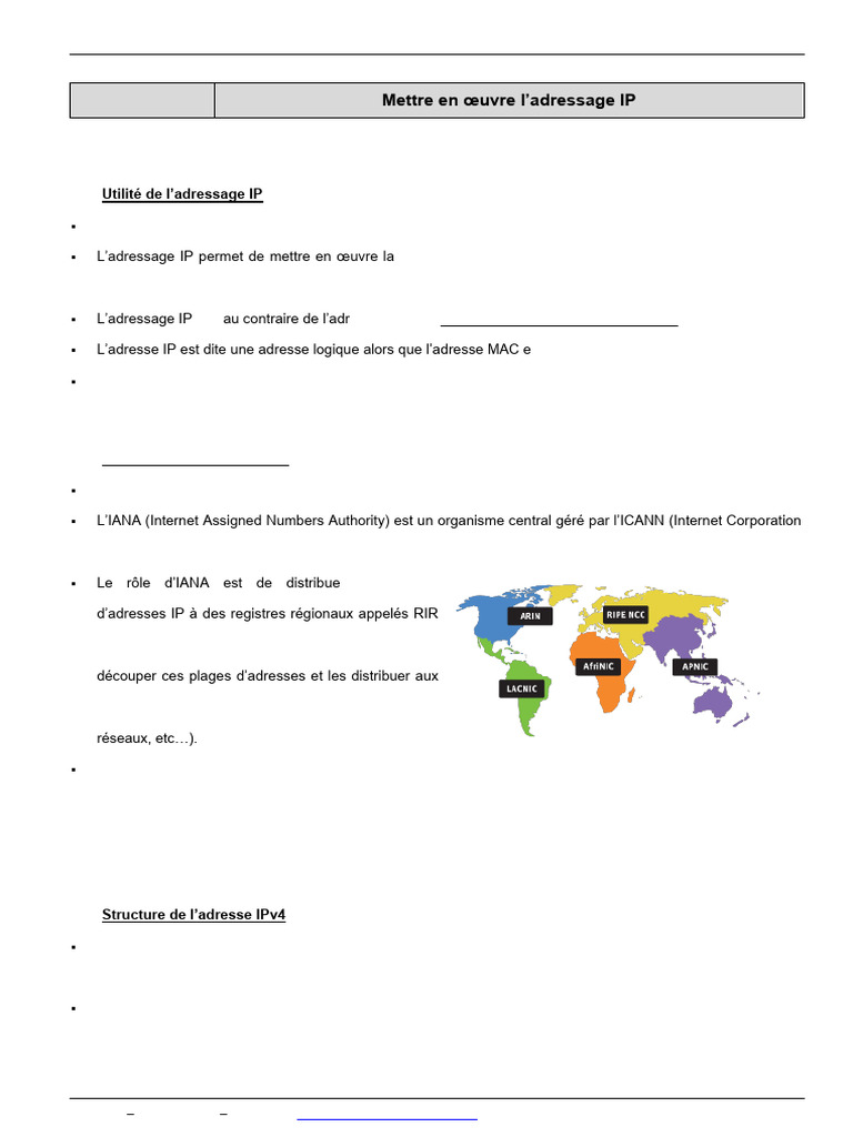 Mettre en Oeuvre L'adressage IP | PDF | I Pv6 | Adresse IP