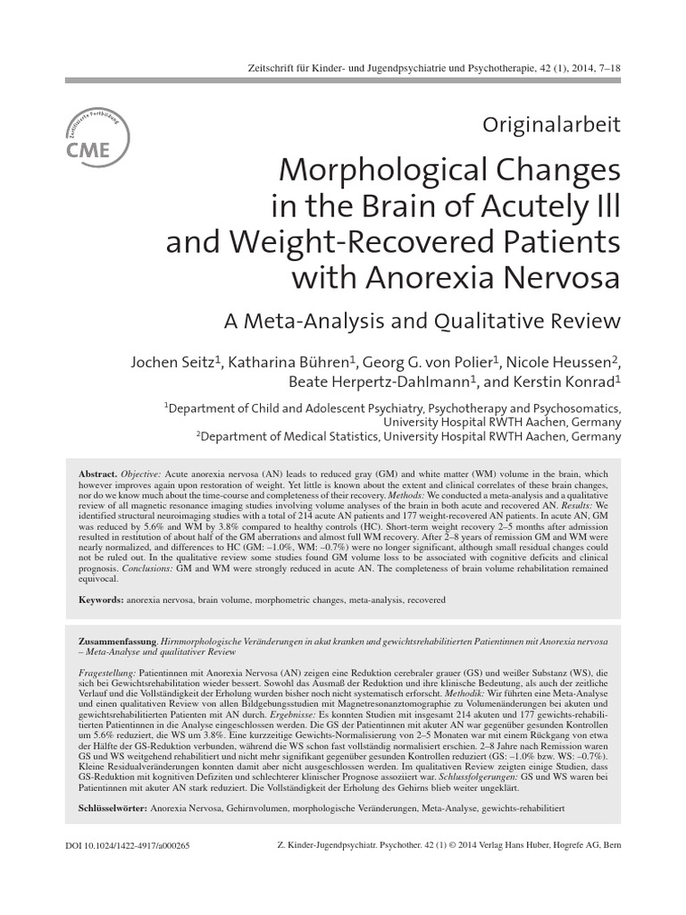 Seitz Et Al 2013 Morphological Changes in The Brain of Acutely Ill and ...