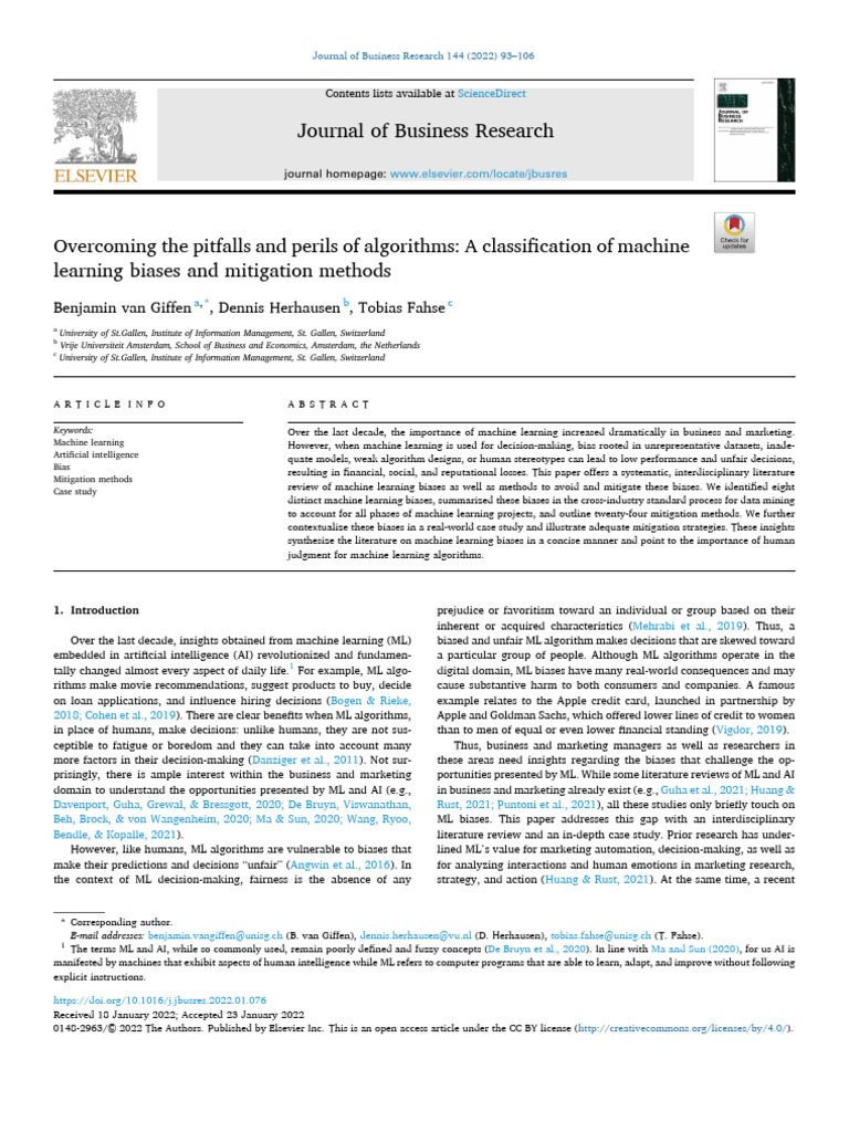 Overcoming The Pitfalls and Perils of Algorithms - A Classification of ...
