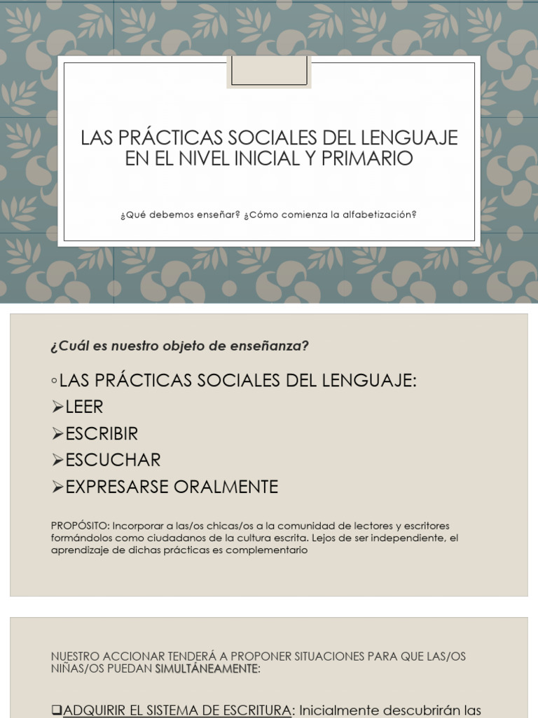 Las Prácticas Sociales Del Lenguaje en El Nivel | PDF | Literatura ...
