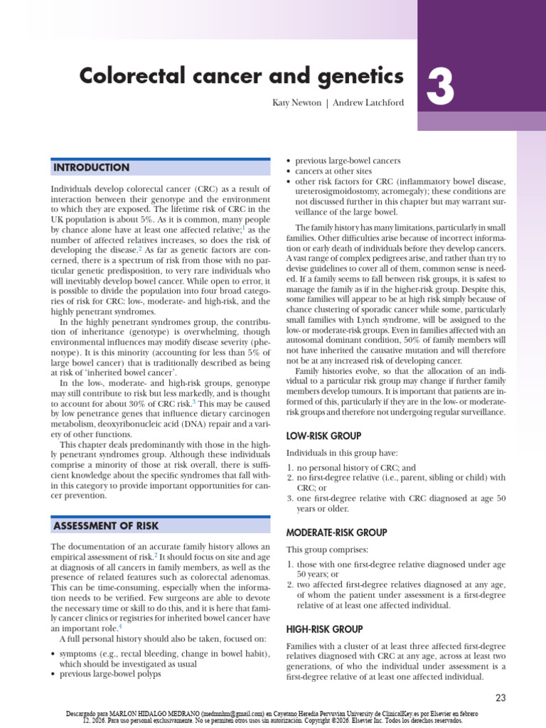 3 Colorectal Cancer and Genetics | PDF | Colorectal Cancer | Genetics