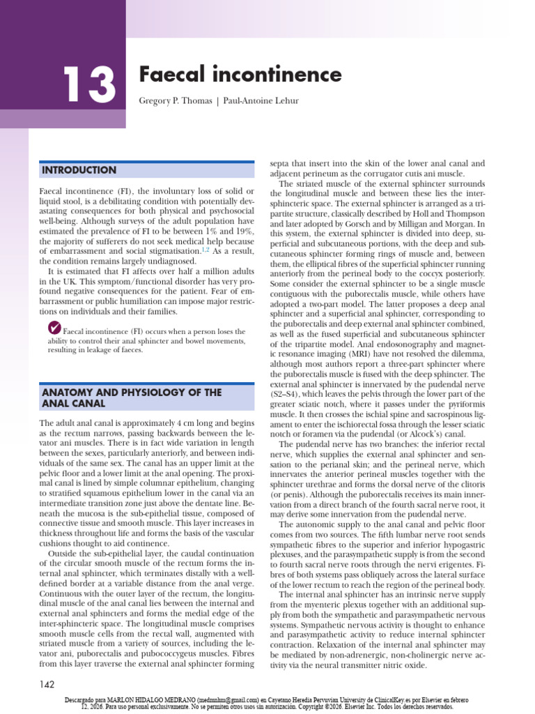 13 Faecal Incontinence | PDF | Rectum | Gastroenterology