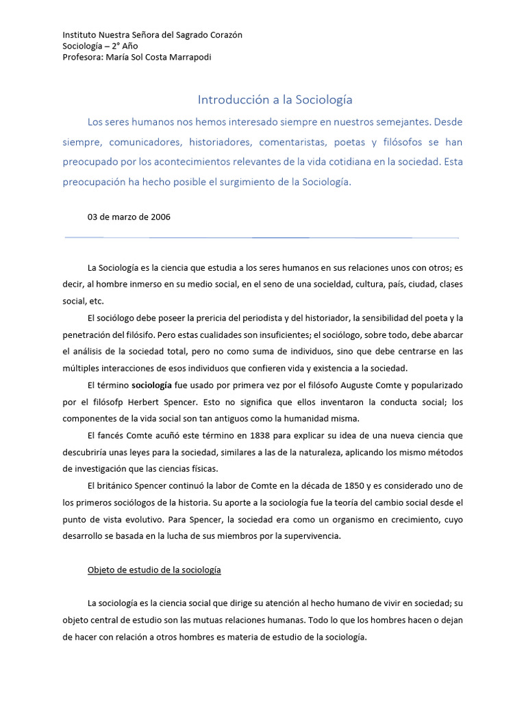 Introduccin a La Sociologa | PDF | Sociología | Sociedad