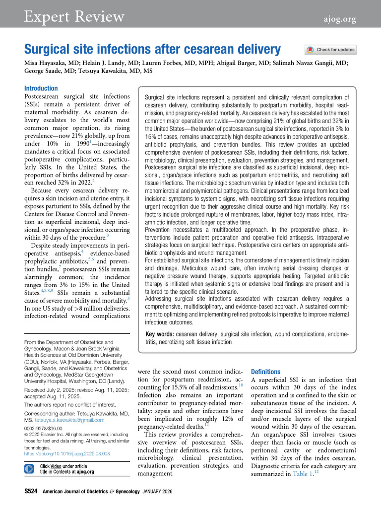Surgical site infections after cesarean | PDF | Caesarean Section ...