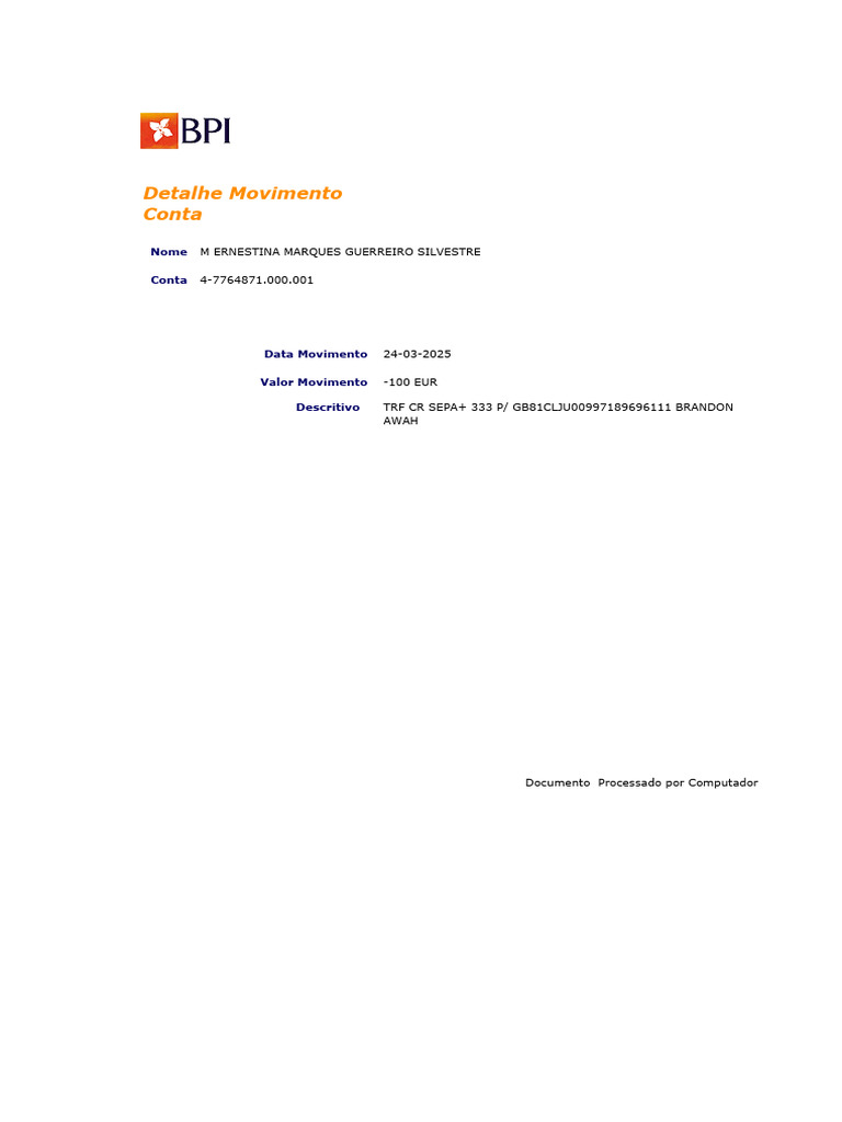 Comprovativo Movimento | PDF