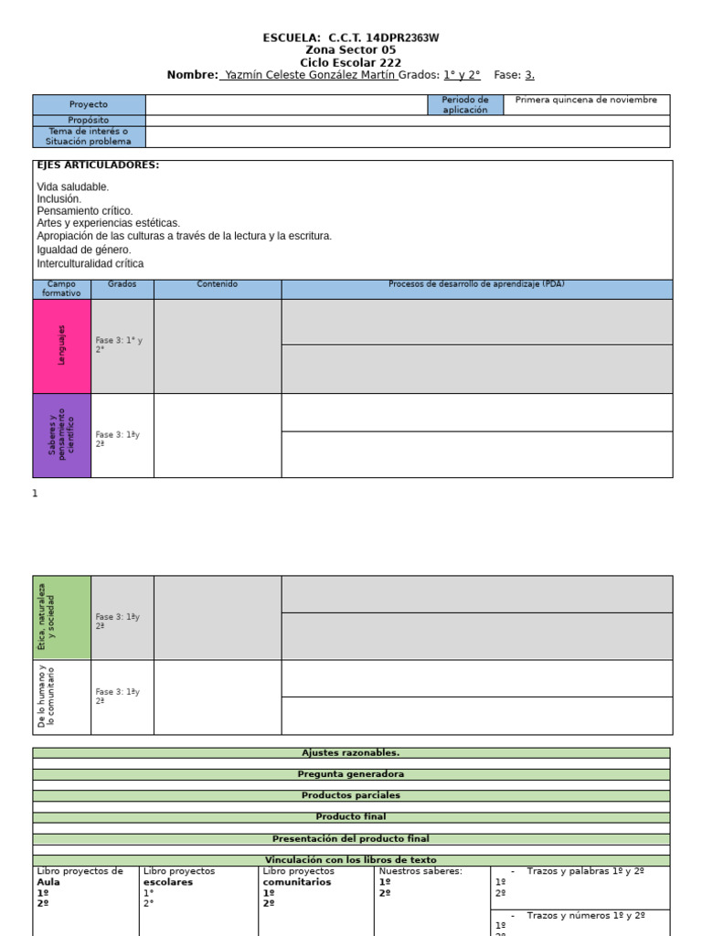 Formato Nuevo Planeacion | PDF | Cognición | Aprendizaje