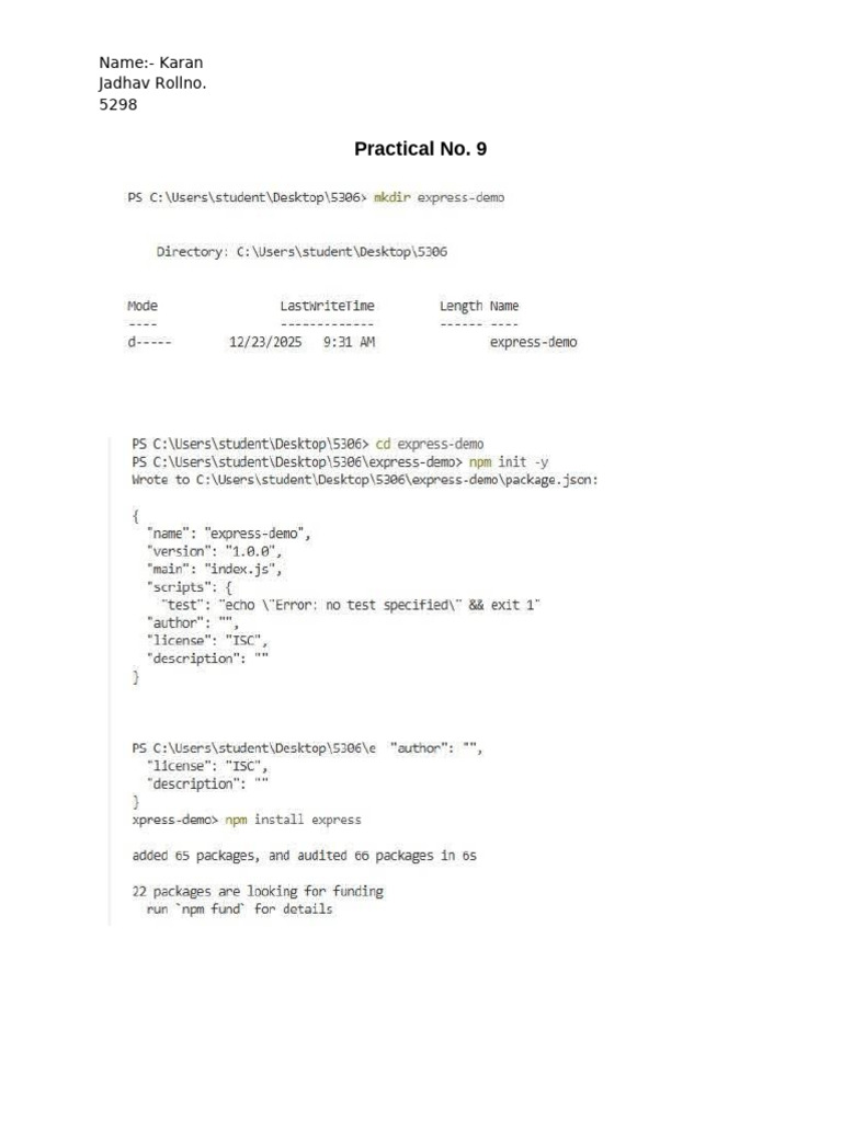 5298 FS Practical No 9 | PDF