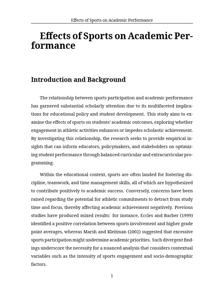 Effects of Sports on Academic Pe (1) | PDF