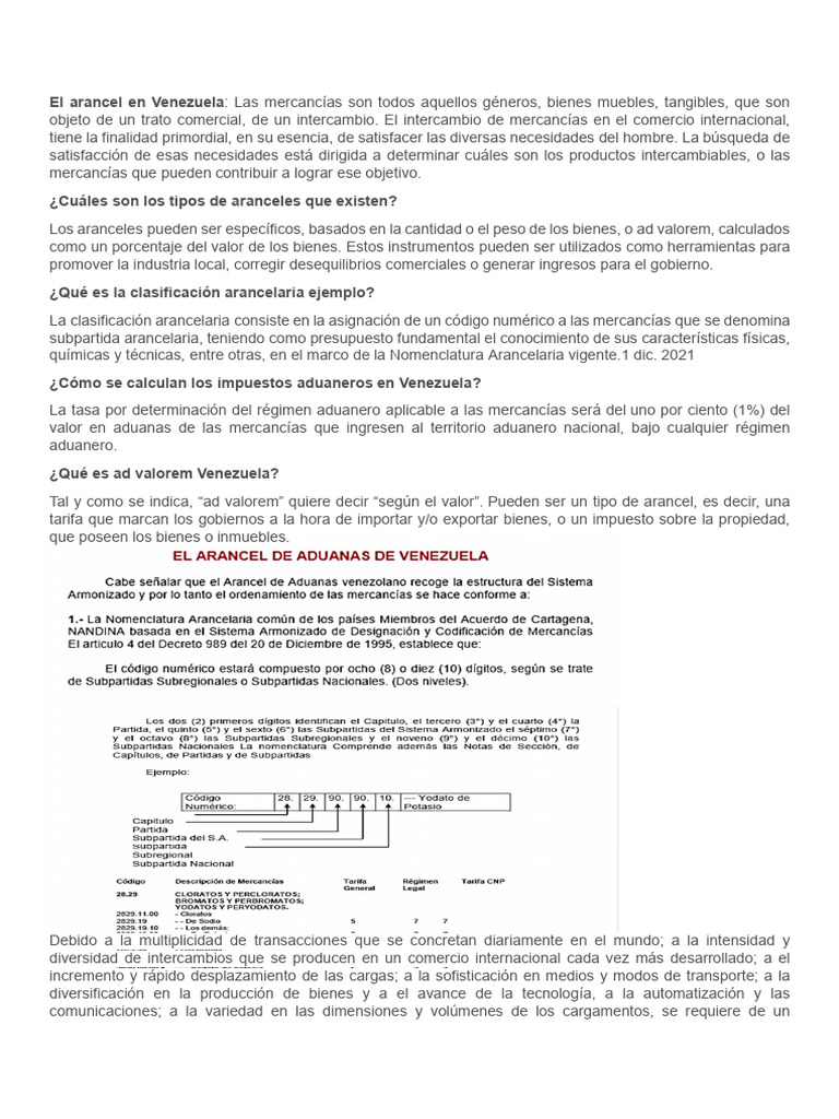 Tipos de Aranceles | PDF | aduana | Arancel
