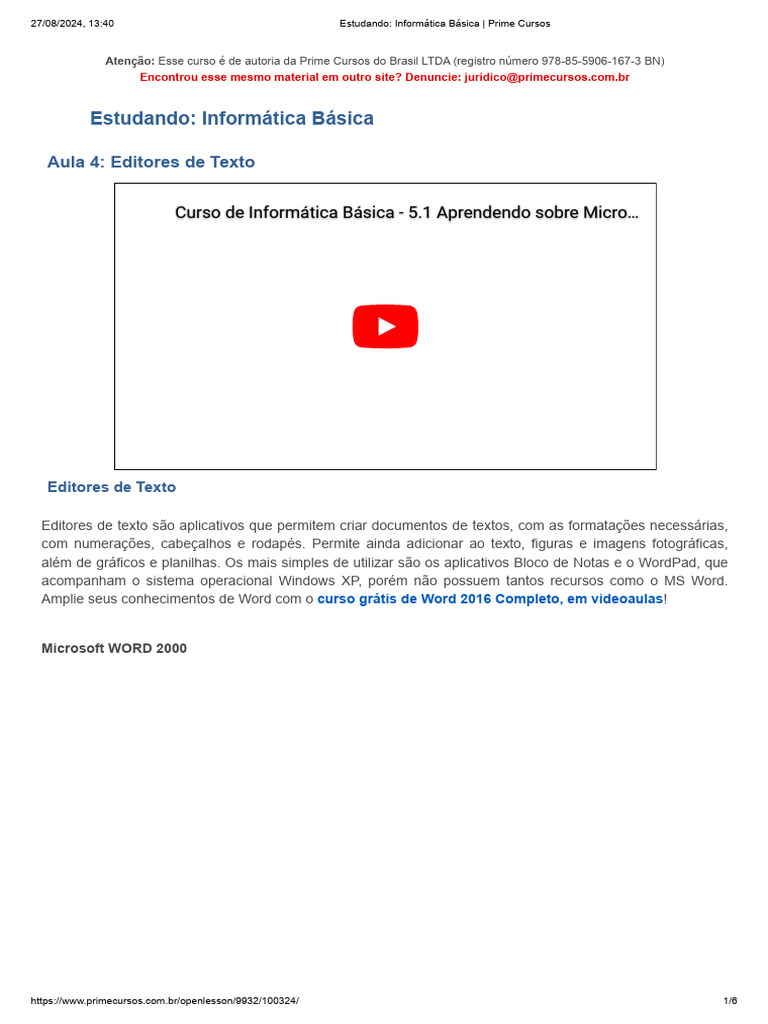 5 Estudando - Informática Básica | PDF | Microsoft Word | Microsoft