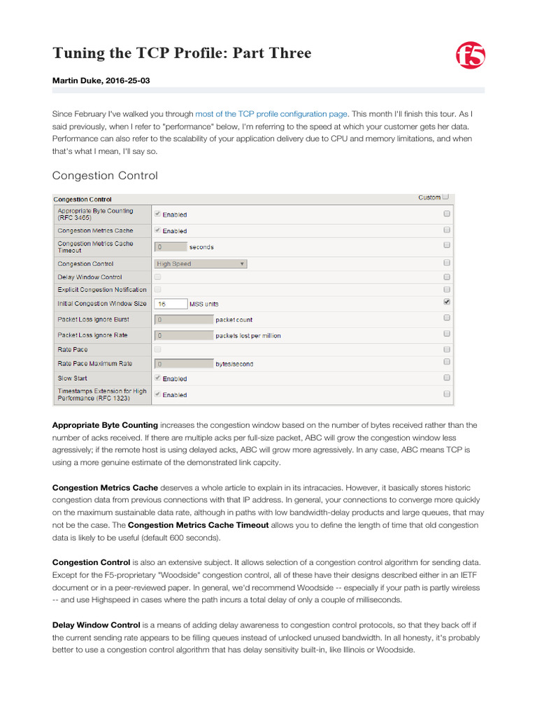 Tuning TCP Profile - Part Three | PDF | Transmission Control Protocol ...