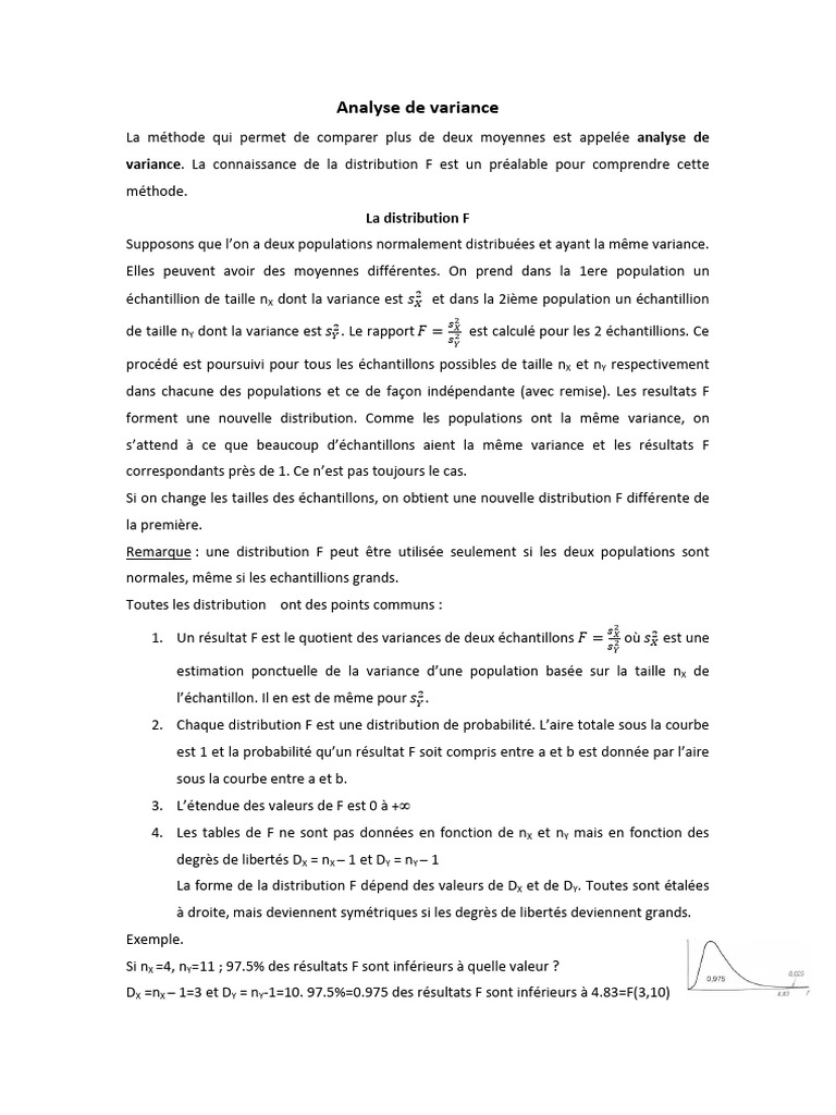 1.analyse de Variance | PDF | Variance (mathématiques) | Analyse de la ...