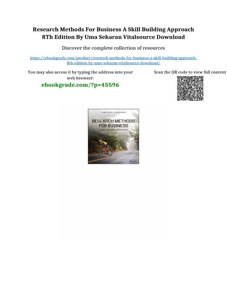 Research Methods For Business A Skill Building Approach 8th Edition by ...