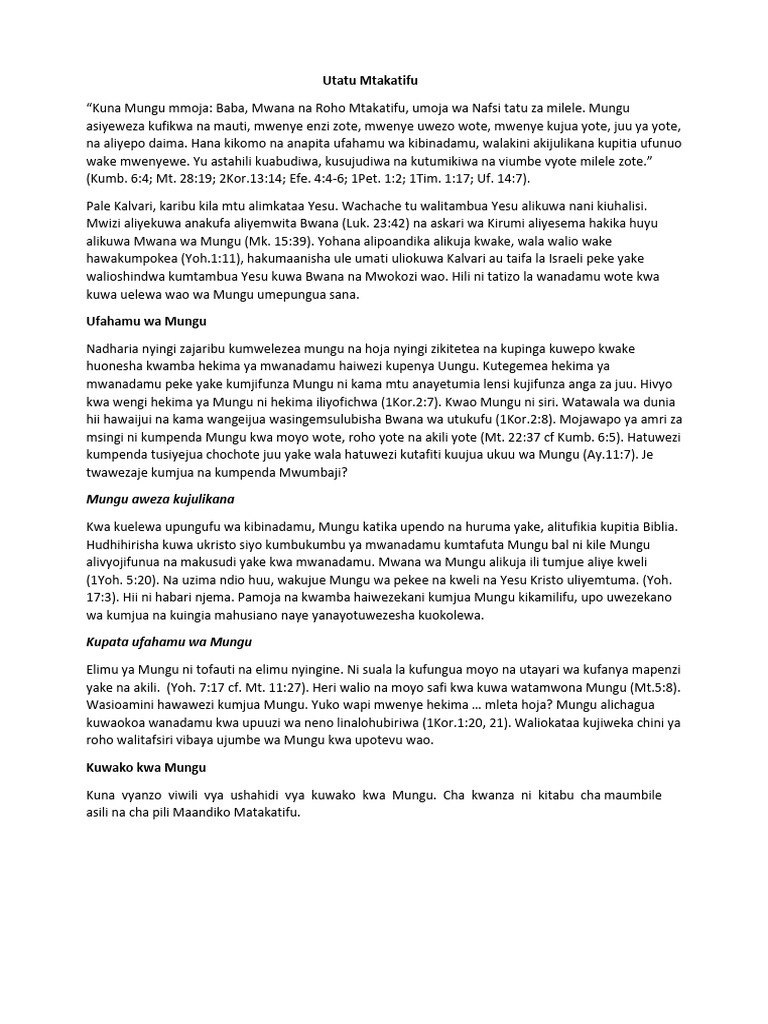 Utatu Mtakatifu | PDF
