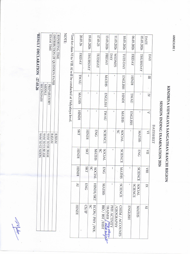 Date Sheet | PDF