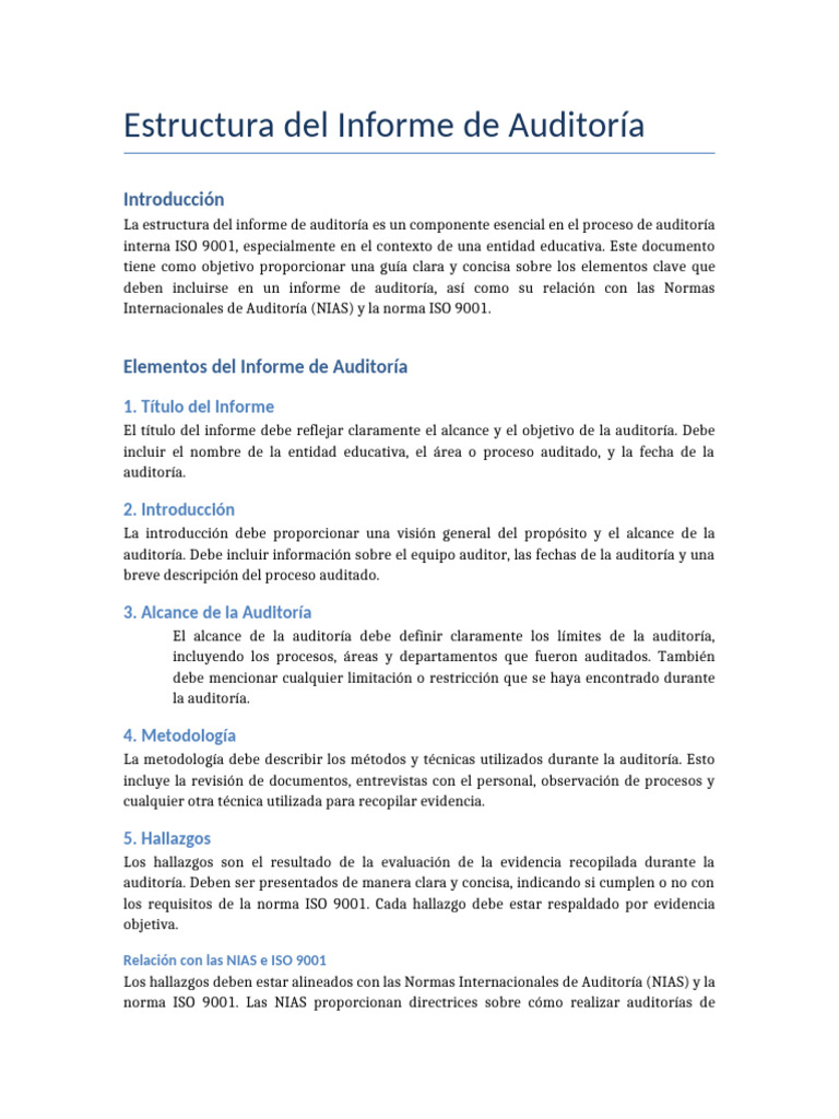 Informe de Auditoria | PDF | Auditoría