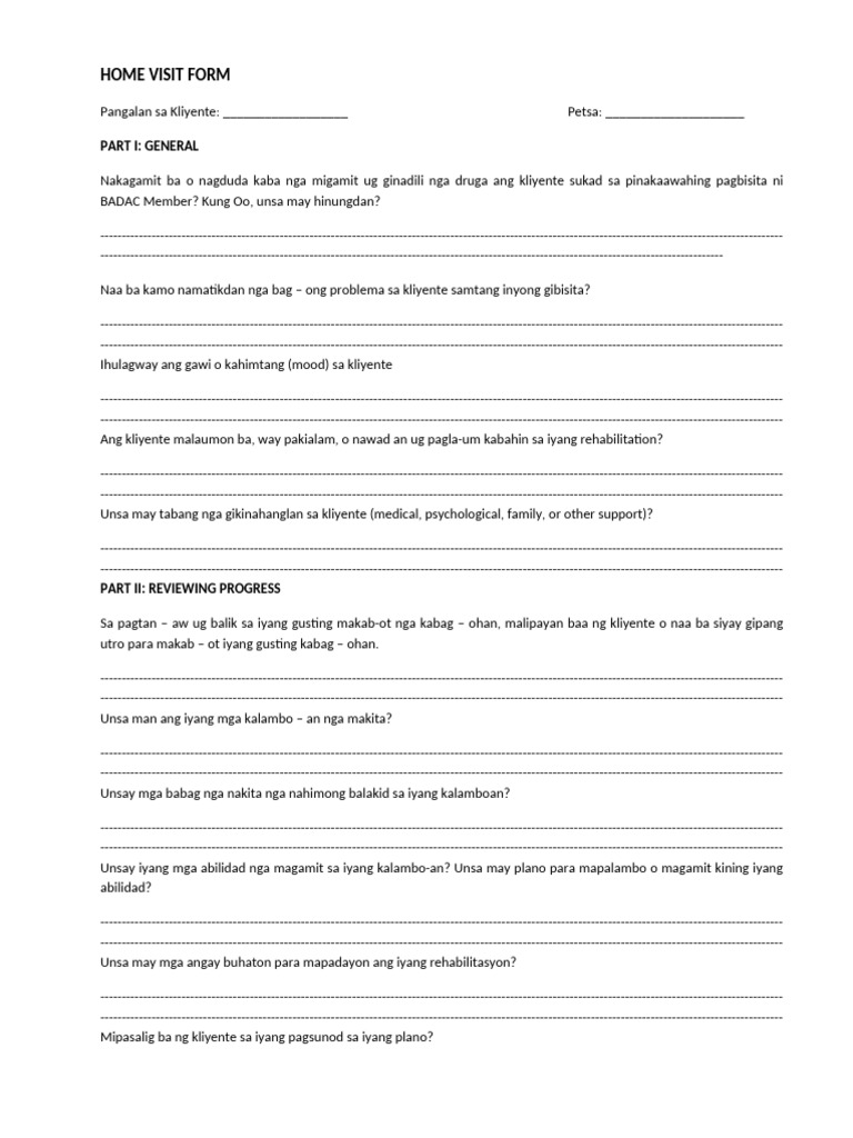 Home Visit Form | PDF
