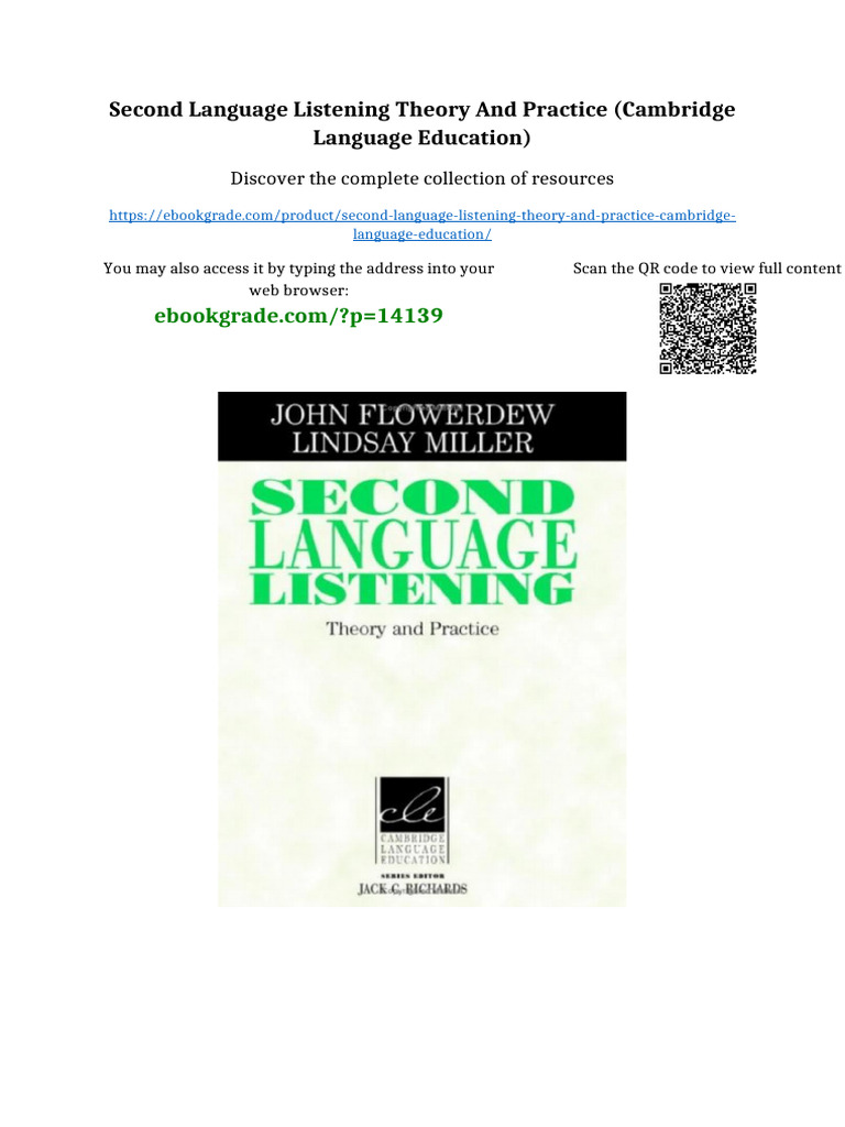 Second Language Listening Theory and Practice (Cambridge Language ...
