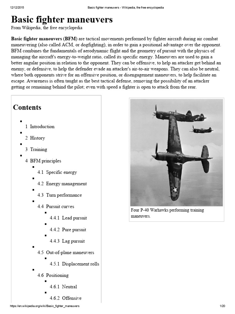 Basic Fighter Maneuvers - Wikipedia, The Free Encyclopedia | PDF ...