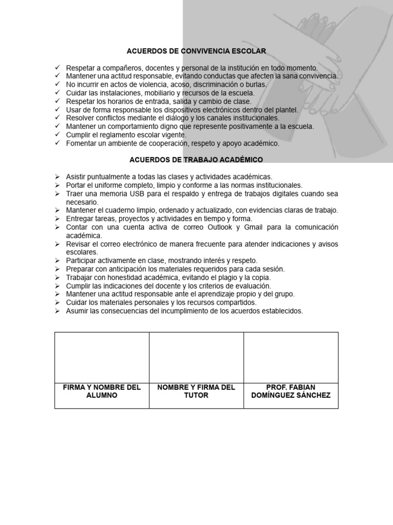 Acuerdos de Convivencia Escolar | PDF