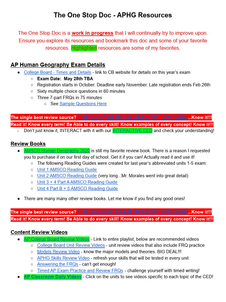 One Stop Doc - Aphg Resources | PDF | Geography