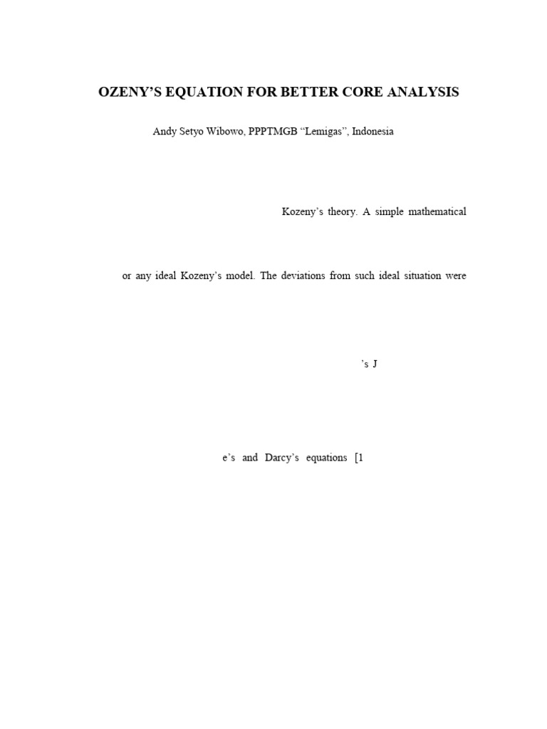 Kozeny's Equation For Better Core Analysis Sca2013-048 | PDF ...