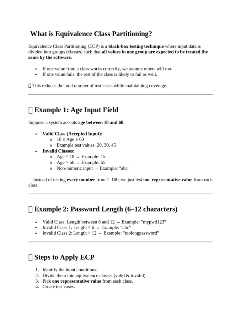 What Is Equivalence Class Partitioning | PDF | Applied Mathematics ...
