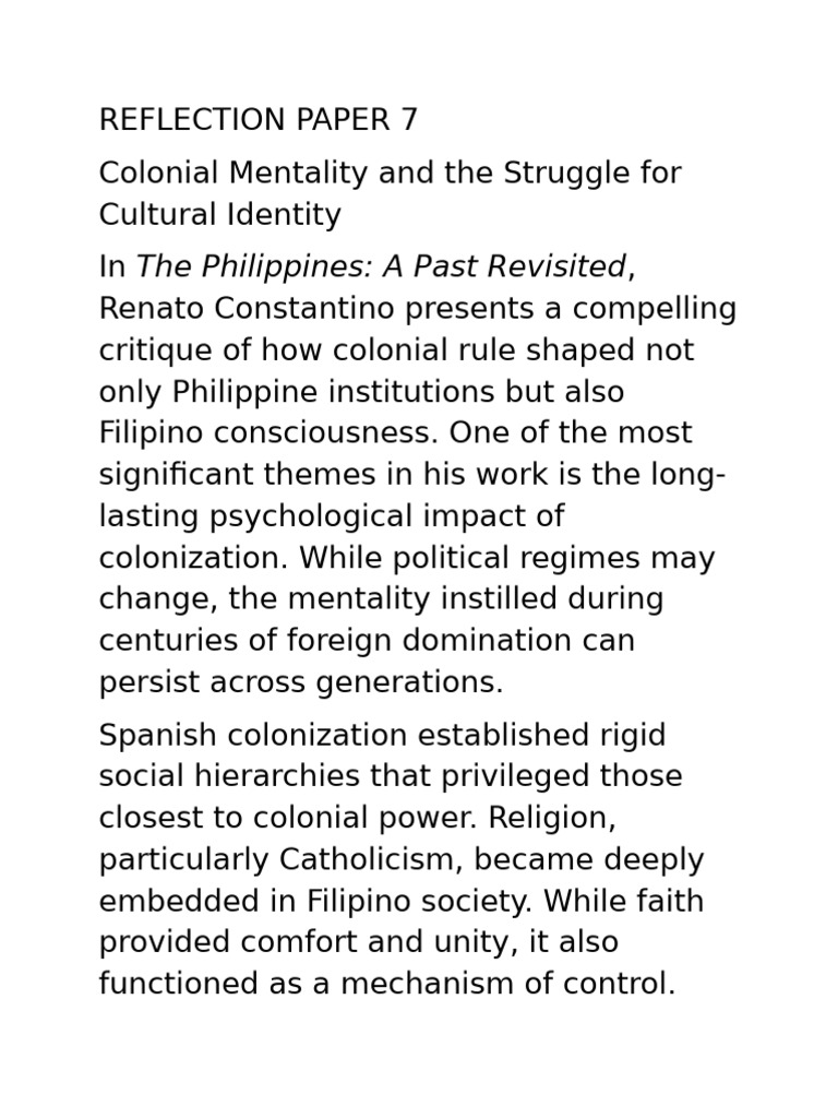 Colonial Mentality and the Struggle for Cultural Identity | PDF ...