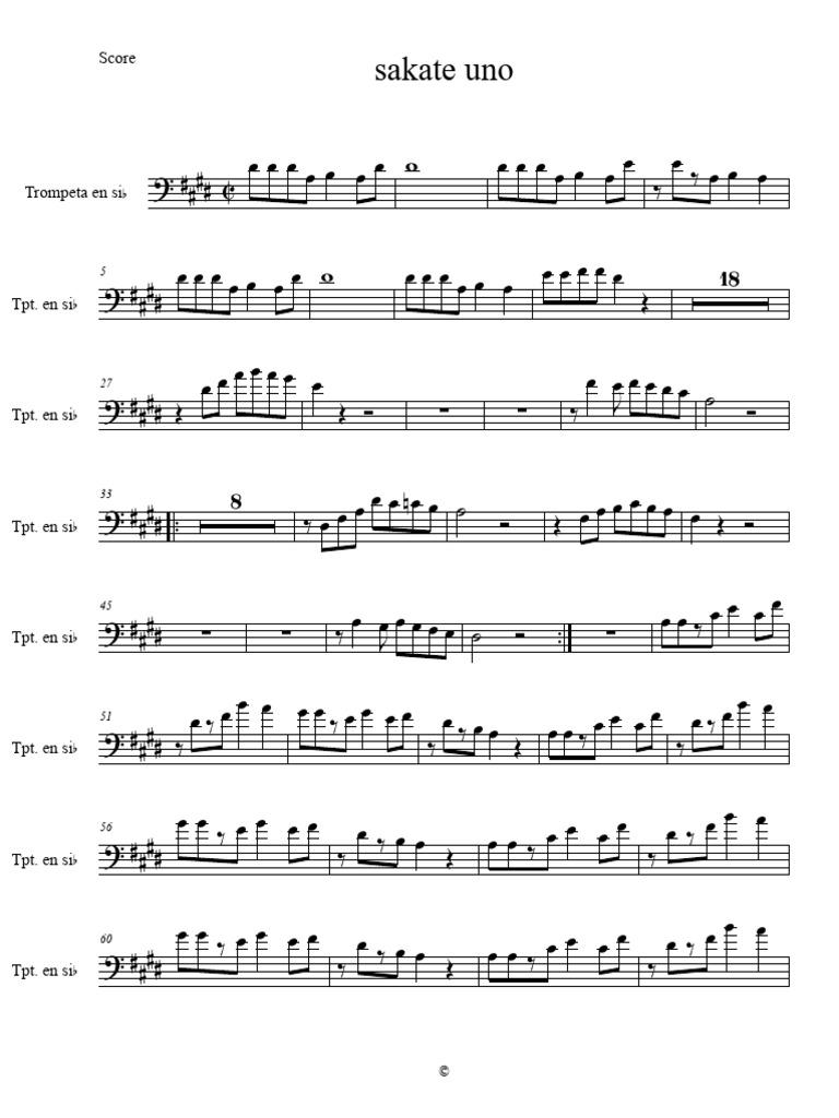 Sakate Uno Partitura Trombón | PDF